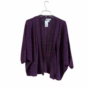 Christopher & Banks Plum Open-Front Cardigan Dolman Sleeves Cropped Size XL